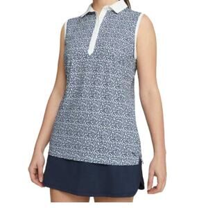 Puma Women's White Glow Navy Blazer CLOUDSPUN Valley Golf Polo Shirt Size XS